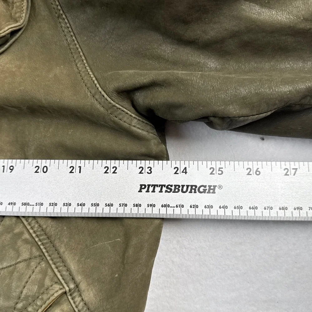 Collezione Concepts‎ Vintage Mens Leather Parka Jacket Olive Green Toggle Size M